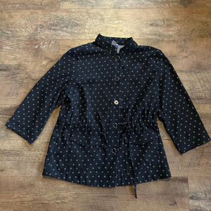 Women's Chico's Black White Polka Dot Jacket Size 1